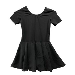 Stelle Girls 7-8 (130) Skirted Leotard Short Sleeve Black Ballet Dance